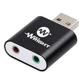 WRIGHT USB to 3.5mm Jack Audio Adapter, External USB Stereo Sound Card with 3.5mm Headset and Microphone Jack for Windows, Mac, Linux Extra, PS4, Plug and Play