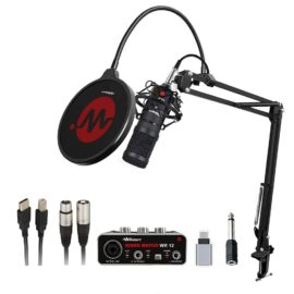 COMBO Pack – Wright WR BM 800 USB Condenser Microphone with Audio interface Mic Stand and POP Filter for Podcast and Studio Recording microphone Singing Condenser mic All Full Set Kiit