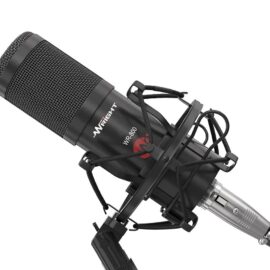 Wright WR BM 800 Studio Recording Condenser Microphone Mic Kit with Metal Shock Mount Mic Stand Pop Filter for singing and recording mic all set ( USB Sound card require to use on computer)