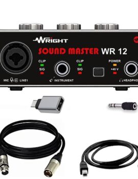 Wright WR12 USB Audio Interface inbuilt Phantom Power Supply Preamp Sound Card for Condenser Microphone for Studio Recording Singing